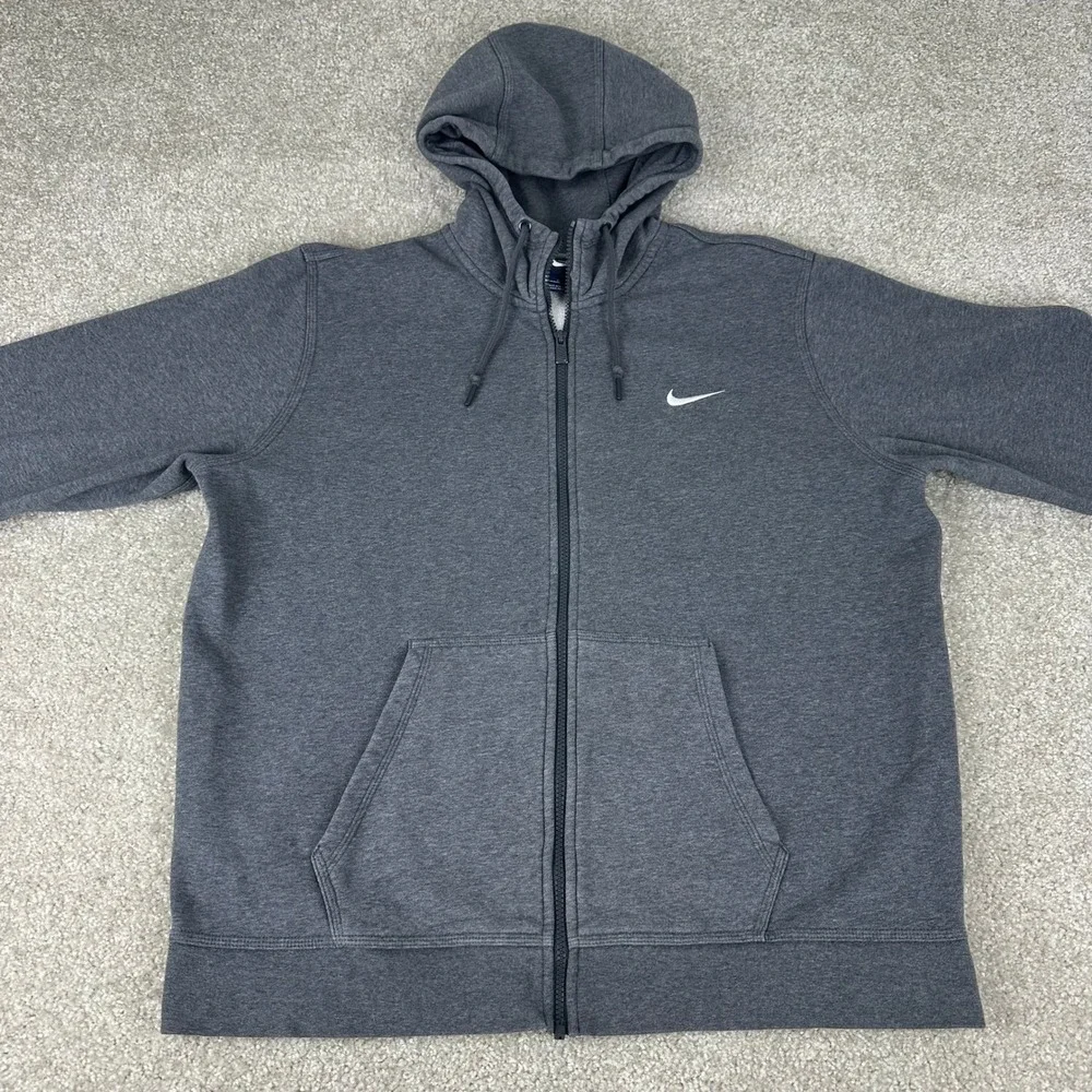 Nike Mens Full Zip Hoodie Charcoal Gray XL Swoosh Fleece Jacket RN56323